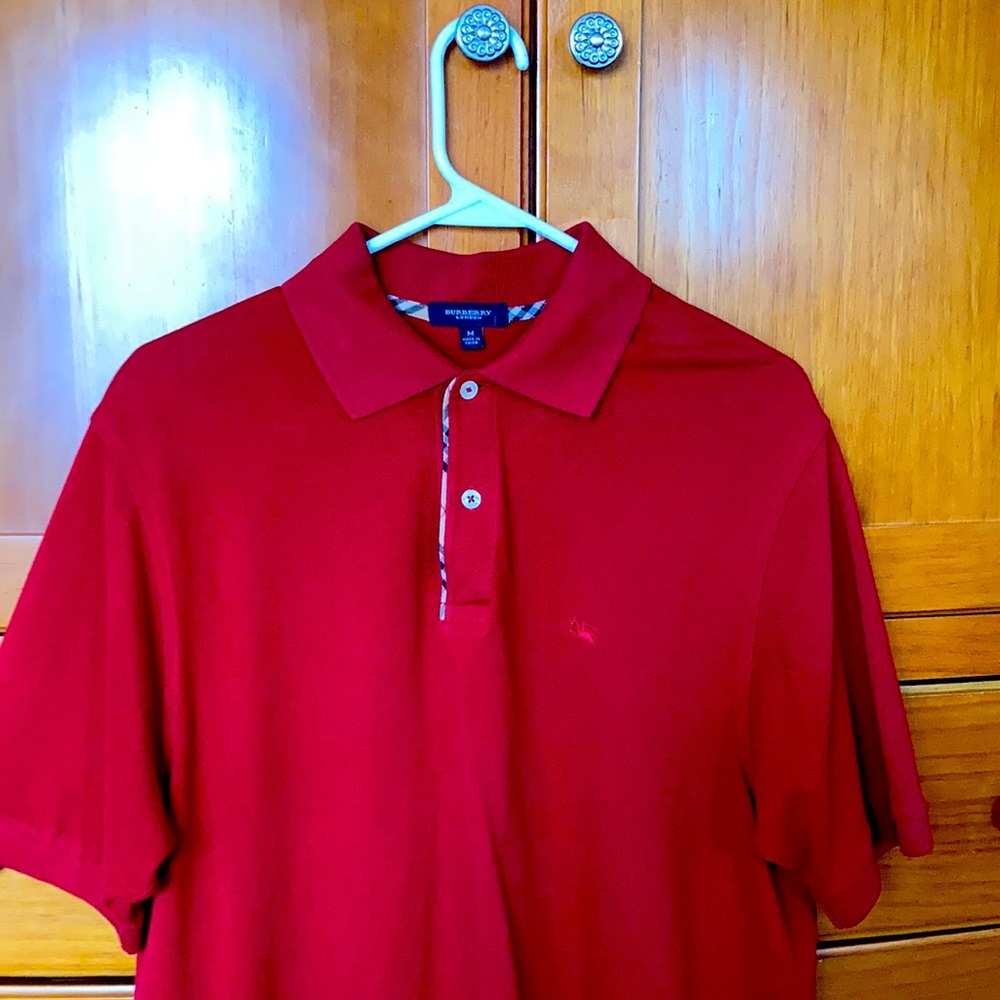 Men’s- Burberry Polo Shirt (Red) Medium